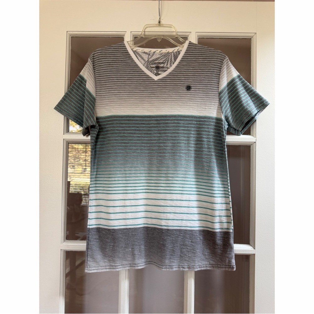 Astronomy Gray, White & Blue V-Neck T-Shirt